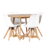 Jídelní stůl Yakidon - Gumové dřevo / Oaklook MDF + Jídelní židle Zeno - Přírodní vzhled dřeva / Bílá PP _4