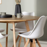 Jídelní stůl Yakidon - Gumové dřevo / Oaklook MDF + Jídelní židle Zeno - Přírodní vzhled dřeva / Bílá PP _4