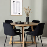 Jídelní stůl Yakidon - Gumové dřevo / Oaklook MDF + Noční jídelní židle - Černá / Black Velvet _4