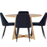 Jídelní stůl Yakidon - Gumové dřevo / Oaklook MDF + Noční jídelní židle - Černá / Black Velvet _4