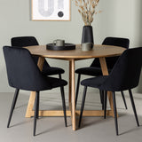 Jídelní stůl Yakidon - Gumové dřevo / Oaklook MDF + Noční jídelní židle - Černá / Black Velvet _4