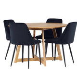 Jídelní stůl Yakidon - Gumové dřevo / Oaklook MDF + Noční jídelní židle - Černá / Black Velvet _4