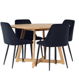 Jídelní stůl Yakidon - Gumové dřevo / Oaklook MDF + Noční jídelní židle - Černá / Black Velvet _4