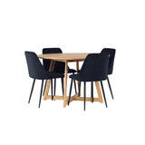 Jídelní stůl Yakidon - Gumové dřevo / Oaklook MDF + Noční jídelní židle - Černá / Black Velvet _4