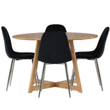 Jídelní stůl Yakidon - Gumové dřevo / Oaklook MDF + Jídelní židle Polar - Black Velvet / Chrome _4