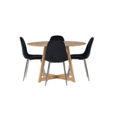 Jídelní stůl Yakidon - Gumové dřevo / Oaklook MDF + Jídelní židle Polar - Black Velvet / Chrome _4