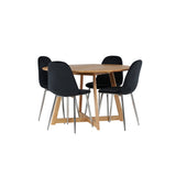 Jídelní stůl Yakidon - Gumové dřevo / Oaklook MDF + Jídelní židle Polar - Black Velvet / Chrome _4