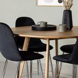 Jídelní stůl Yakidon - Gumové dřevo / Oaklook MDF + Jídelní židle Polar - Black Velvet / Chrome _4