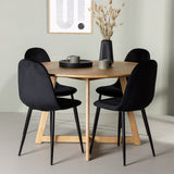 Jídelní stůl Yakidon - Gumové dřevo / Oaklook MDF + Jídelní židle Polar - Černé nohy / Black Velvet _4