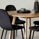 Jídelní stůl Yakidon - Gumové dřevo / Oaklook MDF + Jídelní židle Polar - Černé nohy / Black Velvet _4