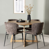 Jídelní stůl Yakidon - Gumové dřevo / Oaklook MDF + Jídelní židle Modesto - šedá / kouřová černá Boucle _4