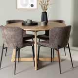 Jídelní stůl Yakidon - Gumové dřevo / Oaklook MDF + Jídelní židle Modesto - šedá / kouřová černá Boucle _4