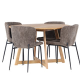 Jídelní stůl Yakidon - Gumové dřevo / Oaklook MDF + Jídelní židle Modesto - šedá / kouřová černá Boucle _4