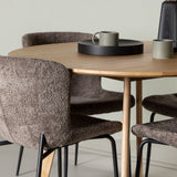 Jídelní stůl Yakidon - Gumové dřevo / Oaklook MDF + Jídelní židle Modesto - šedá / kouřová černá Boucle _4