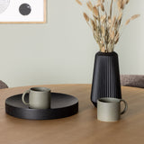 Jídelní stůl Yakidon - Gumové dřevo / Oaklook MDF + Jídelní židle Modesto - šedá / kouřová černá Boucle _4