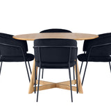 Jídelní stůl Yakidon - Gumové dřevo / Oaklook MDF + Jídelní židle Selma - Černá / Black Velvet _4