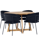 Jídelní stůl Yakidon - Gumové dřevo / Oaklook MDF + Jídelní židle Selma - Černá / Black Velvet _4