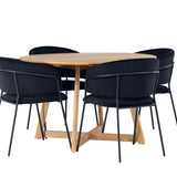 Jídelní stůl Yakidon - Gumové dřevo / Oaklook MDF + Jídelní židle Selma - Černá / Black Velvet _4