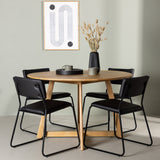 Jídelní stůl Yakidon – kaučukové dřevo / Oaklook MDF + židle Kenth – černá / černá PU _4