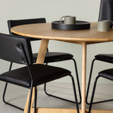 Jídelní stůl Yakidon – kaučukové dřevo / Oaklook MDF + židle Kenth – černá / černá PU _4