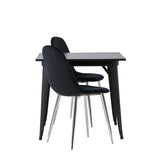 Jídelní stůl Tempe - Černá / Černá MDF + Jídelní židle Polar - Black Velvet / Chrome _2