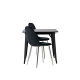 Jídelní stůl Tempe - Černá / Černá MDF + Jídelní židle Polar - Black Velvet / Chrome _2