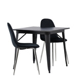 Jídelní stůl Tempe - Černá / Černá MDF + Jídelní židle Polar - Black Velvet / Chrome _2