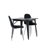 Jídelní stůl Tempe - Černá / Černá MDF + Jídelní židle Polar - Black Velvet / Chrome _2