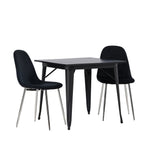 Jídelní stůl Tempe - Černá / Černá MDF + Jídelní židle Polar - Black Velvet / Chrome _2