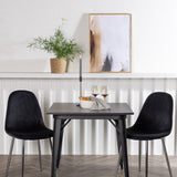 Jídelní stůl Tempe - Černá / Černá MDF + Jídelní židle Polar - Black Velvet / Chrome _2