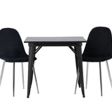 Jídelní stůl Tempe - Černá / Černá MDF + Jídelní židle Polar - Black Velvet / Chrome _2