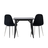 Jídelní stůl Tempe - Černá / Černá MDF + Jídelní židle Polar - Black Velvet / Chrome _2