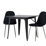Jídelní stůl Tempe - Černá / Černá MDF + Jídelní židle Polar - Black Velvet / Chrome _2