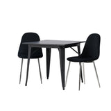 Jídelní stůl Tempe - Černá / Černá MDF + Jídelní židle Polar - Black Velvet / Chrome _2