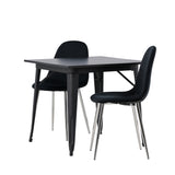 Jídelní stůl Tempe - Černá / Černá MDF + Jídelní židle Polar - Black Velvet / Chrome _2