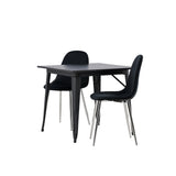 Jídelní stůl Tempe - Černá / Černá MDF + Jídelní židle Polar - Black Velvet / Chrome _2