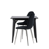 Jídelní stůl Tempe - Černá / Černá MDF + Jídelní židle Polar - Black Velvet / Chrome _2
