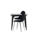 Jídelní stůl Tempe - Černá / Černá MDF + Jídelní židle Polar - Black Velvet / Chrome _2