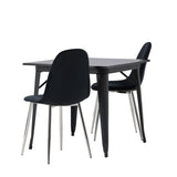 Jídelní stůl Tempe - Černá / Černá MDF + Jídelní židle Polar - Black Velvet / Chrome _2