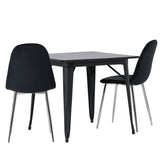 Jídelní stůl Tempe - Černá / Černá MDF + Jídelní židle Polar - Black Velvet / Chrome _2