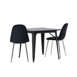 Jídelní stůl Tempe - Černá / Černá MDF + Jídelní židle Polar - Black Velvet / Chrome _2