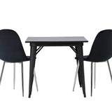 Jídelní stůl Tempe - Černá / Černá MDF + Jídelní židle Polar - Black Velvet / Chrome _2