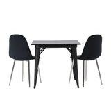 Jídelní stůl Tempe - Černá / Černá MDF + Jídelní židle Polar - Black Velvet / Chrome _2