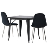 Jídelní stůl Tempe - Černá / Černá MDF + Jídelní židle Polar - Black Velvet / Chrome _2