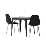 Jídelní stůl Tempe - Černá / Černá MDF + Jídelní židle Polar - Black Velvet / Chrome _2