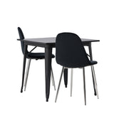 Jídelní stůl Tempe - Černá / Černá MDF + Jídelní židle Polar - Black Velvet / Chrome _2