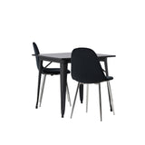 Jídelní stůl Tempe - Černá / Černá MDF + Jídelní židle Polar - Black Velvet / Chrome _2