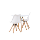 Jídelní stůl Danburi - Woodlook / Woodlook MDF + Jídelní židle Zeno - Nature Woodlook / Bílá PP _2