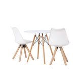 Jídelní stůl Danburi - Woodlook / Woodlook MDF + Jídelní židle Zeno - Nature Woodlook / Bílá PP _2