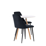 Jídelní stůl Danburi - Woodlook / Woodlook MDF + noční jídelní židle - Black / Black Velvet _2